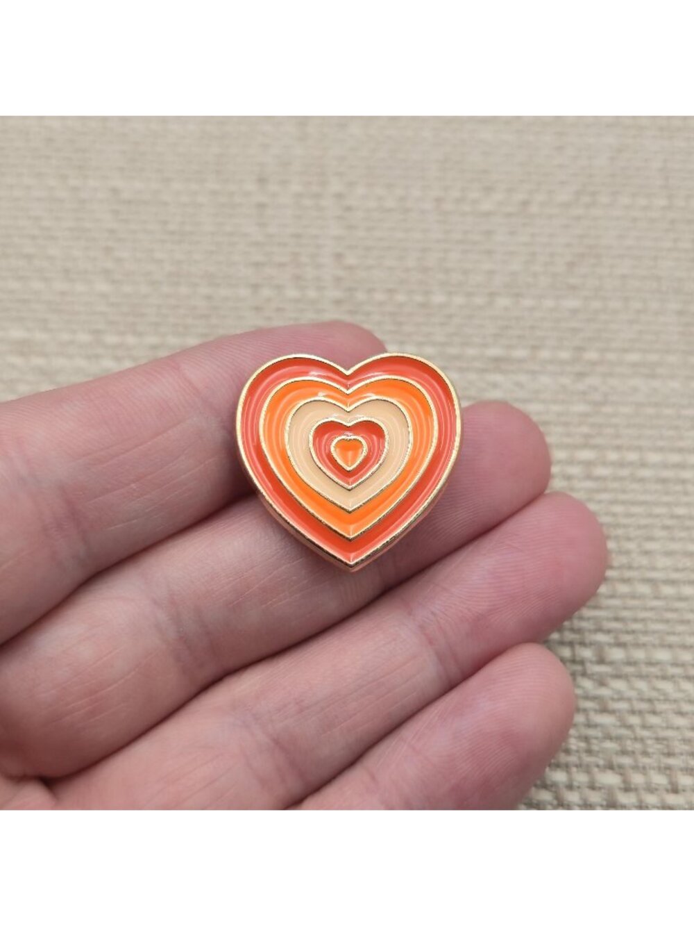 Lesbian Pride Flag Layered Heart Gold Tone Enamel Lapel Pin A8214
